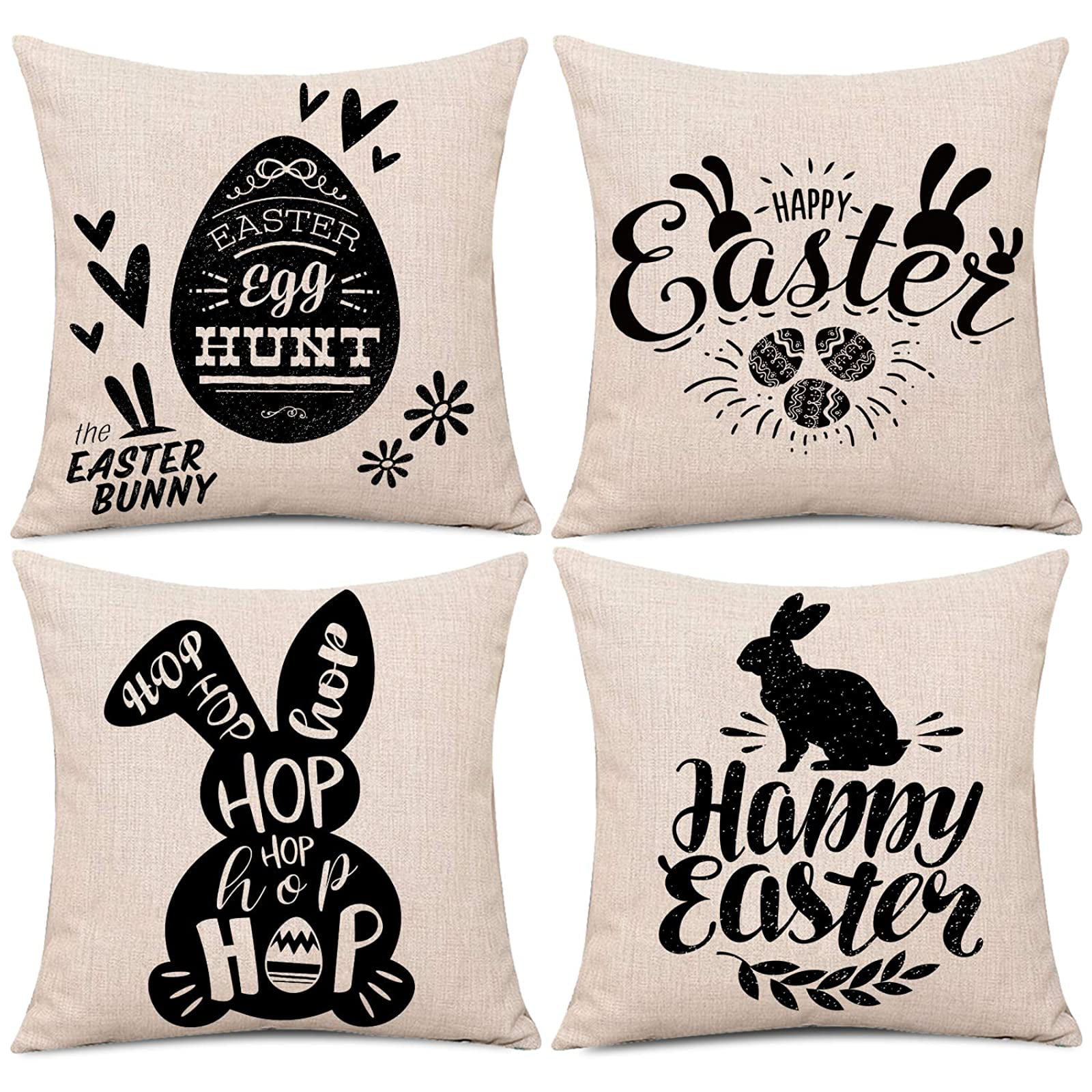 18" Spring Easter Bunny Egg Pillow Case Throw Cushion Cover Home Sofa Decoration 