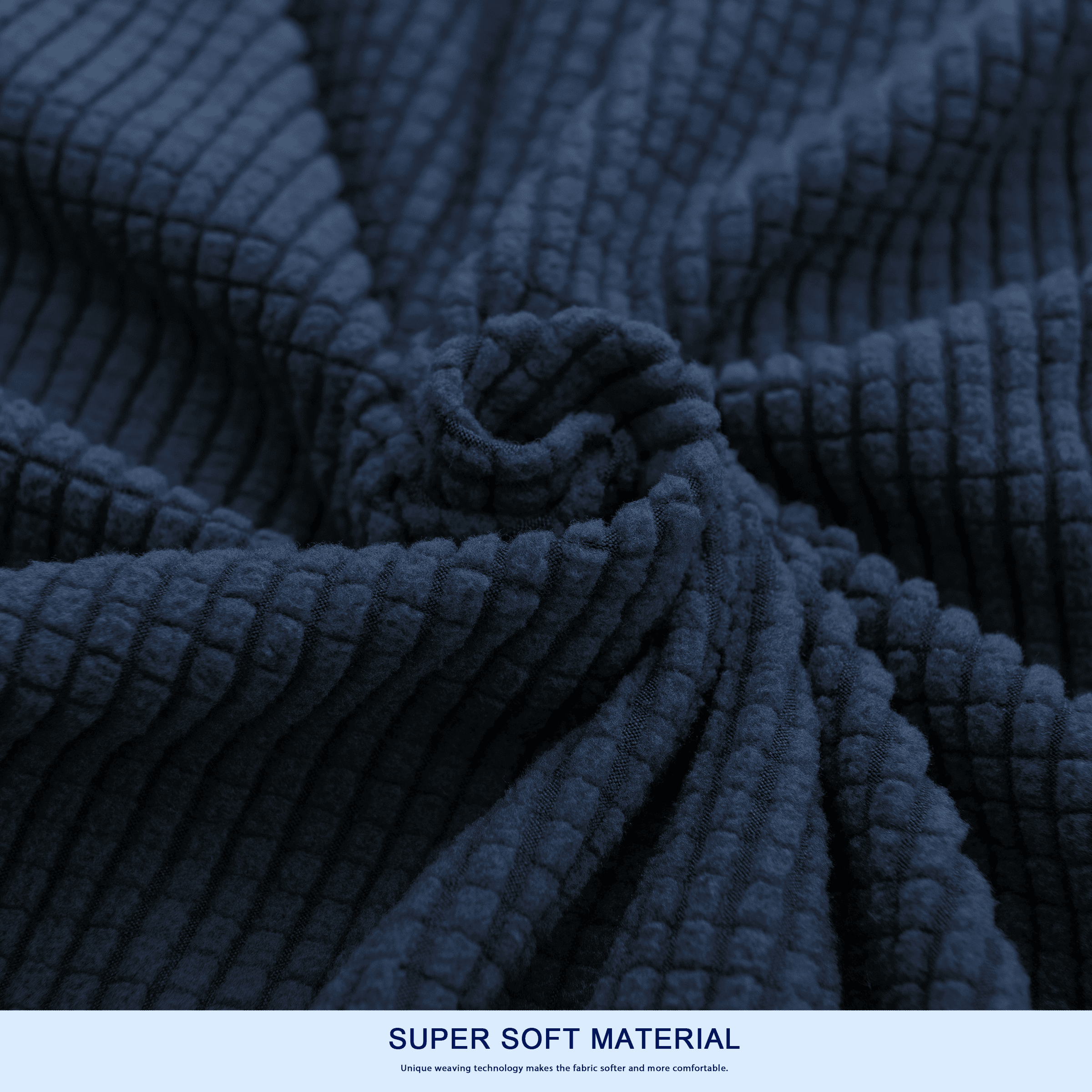 Subrtex Cushion Covers Separate Seat Stretch Textured Grid (2PCS, Navy)