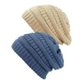 thumbnail image 1 of Bonnet Tricoté pour Femmes (2 PACK), Beige/denim Foncé, 1 of 1