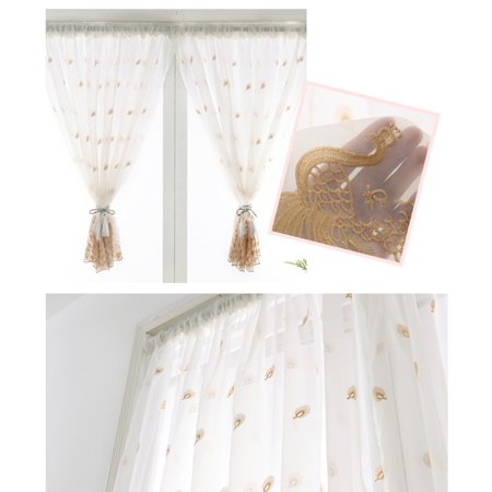 Short Window Sheer Curtains Valance Living Room Feather Embroidered Voile Rod Pocket Curtain Drapes For Dining Room Walmart Canada