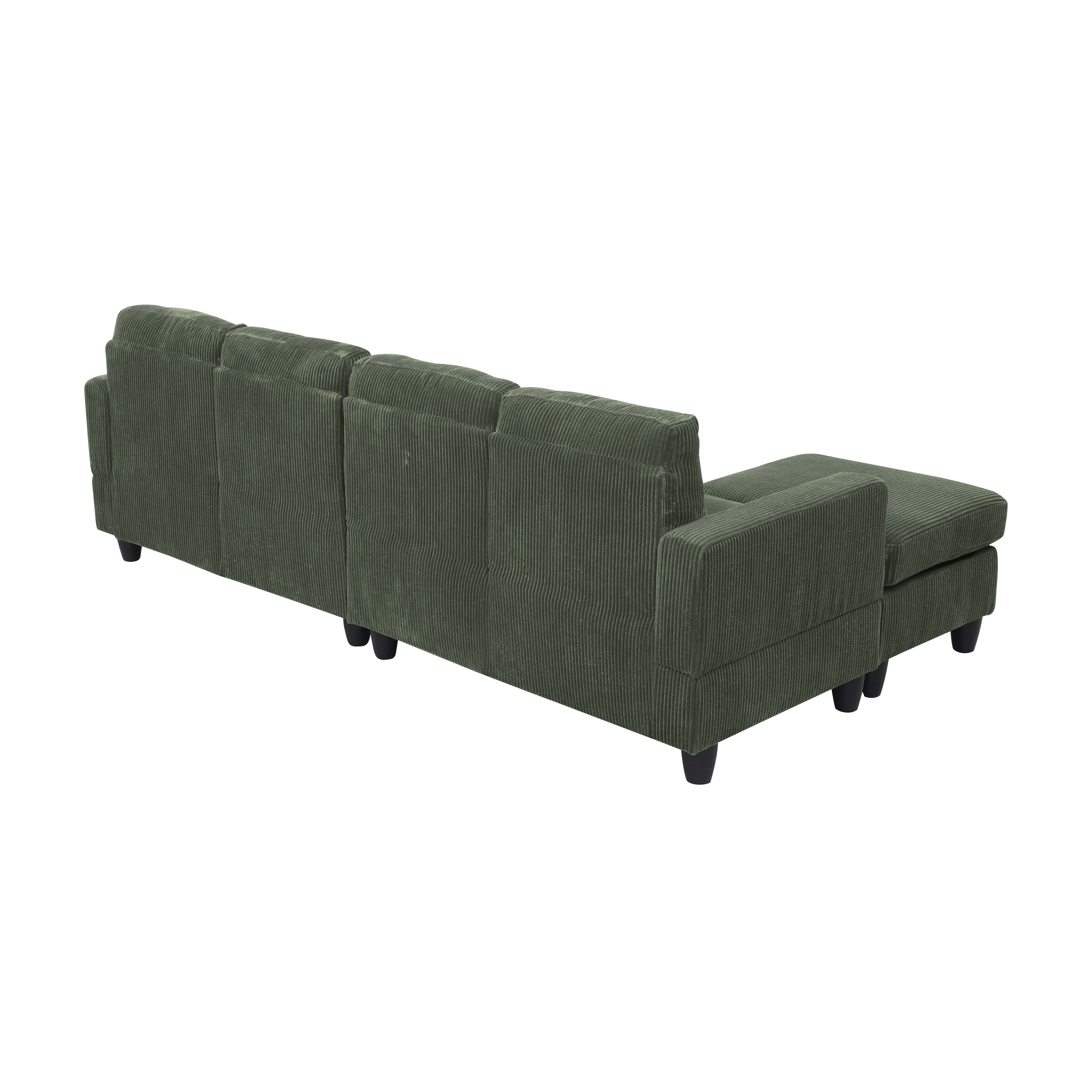 U Shaped Sectional Sofa,6-Seats Modular Corduroy Sofa Couch with Ottoman for Living Room,Green
