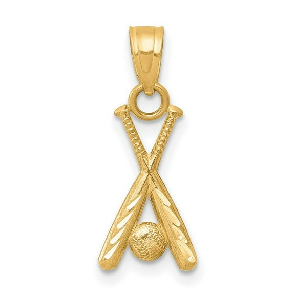 10k Yellow Gold Polished Baseball With Bats Charm Pendant Necklace Measures 20x9mm Wide - Bead Charm for Women