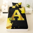 thumbnail image 3 of Erosebridal Kids Baseball Print Twin Sheet Sets,Yellow A Alphabet Bedding For Boys Men 3-Piece, 3 of 6