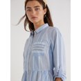thumbnail image 5 of Time and Tru Women's Mini Shirt Dress with Long Sleeves, Sizes XS-3XL, 5 of 5
