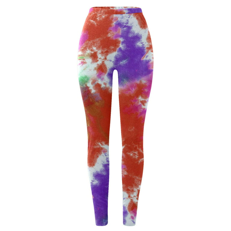 NKOOGH Insulated Leggings for Women Gothic Leggings 3X Women Autumn And  Winter Colorful Tie Dye Low Waist Leggings 