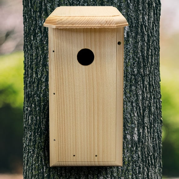 Bird Habitats Nuthatch House - Nesting Box for Red- and White-Breasted Nuthatches - 1" Eastern White Pine, Ventilated, Easy Clean-Out - 12.5"H x 6.25"W x 8.5"D - Made in USA