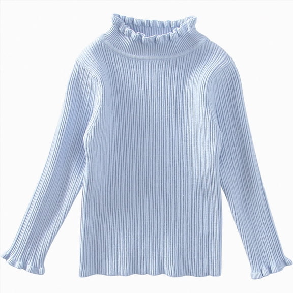 Kogui Sweater for Toddler Girls Girls Sweaters Casual Kids Pullover Sweater Crew Neck Long Sleeve Knit Jumper Top for Girl Toddler Girls 12 18 Months (Light Blue,12-18 Months)