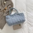 thumbnail image 1 of Bolsa de compras de gran capacidad para mujer de hombro de felpa de color sólido (Azul) Ehuebsd Para Estrenar, 1 of 9