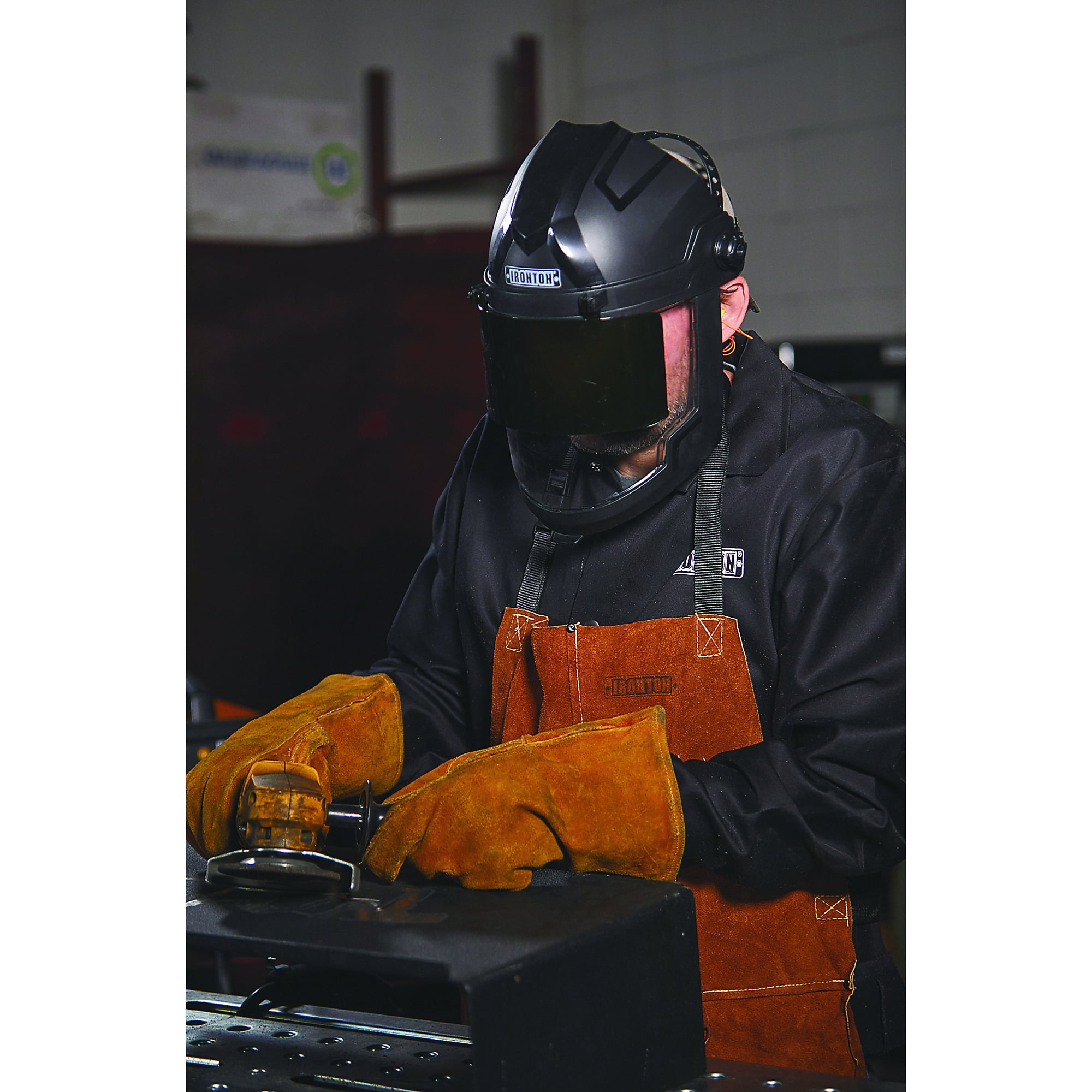 Ironton Face Shield, #8 Shade, Black, Flip-Up Visor
