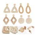thumbnail image 3 of KAKOWELY Rattan Geometric Earring 4 Pairs Rattan Geometric Earring Delicate Rattan Earring Elegant Rattan Earring2.17"X1.57"X0.12", 3 of 5