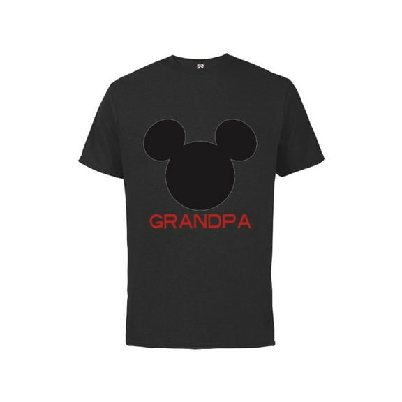 Disney Mickey Mouse Grandpa Family - Short Sleeve Cotton T-Shirt for Adults - Customized-Black