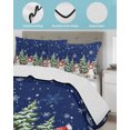 thumbnail image 3 of Twin XL Quilt Bedding Set, Navy Blue Christmas Snowflakes Reversible Summer Quilt 3 Pieces, Winter Xmas Snowman Trees Lightweight Bedspreads Coverlets with 2 Pillow Shams for All Seasons, 3 of 5