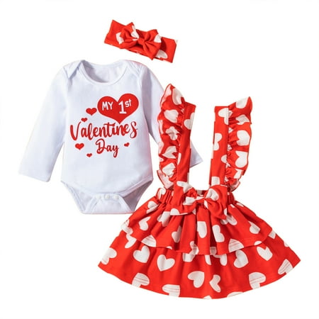 

Youmylove Infant Baby Girls Valentine S Day Romper Tulle Skirts Headbands Princess Set Baby Summer Autumn Clothing
