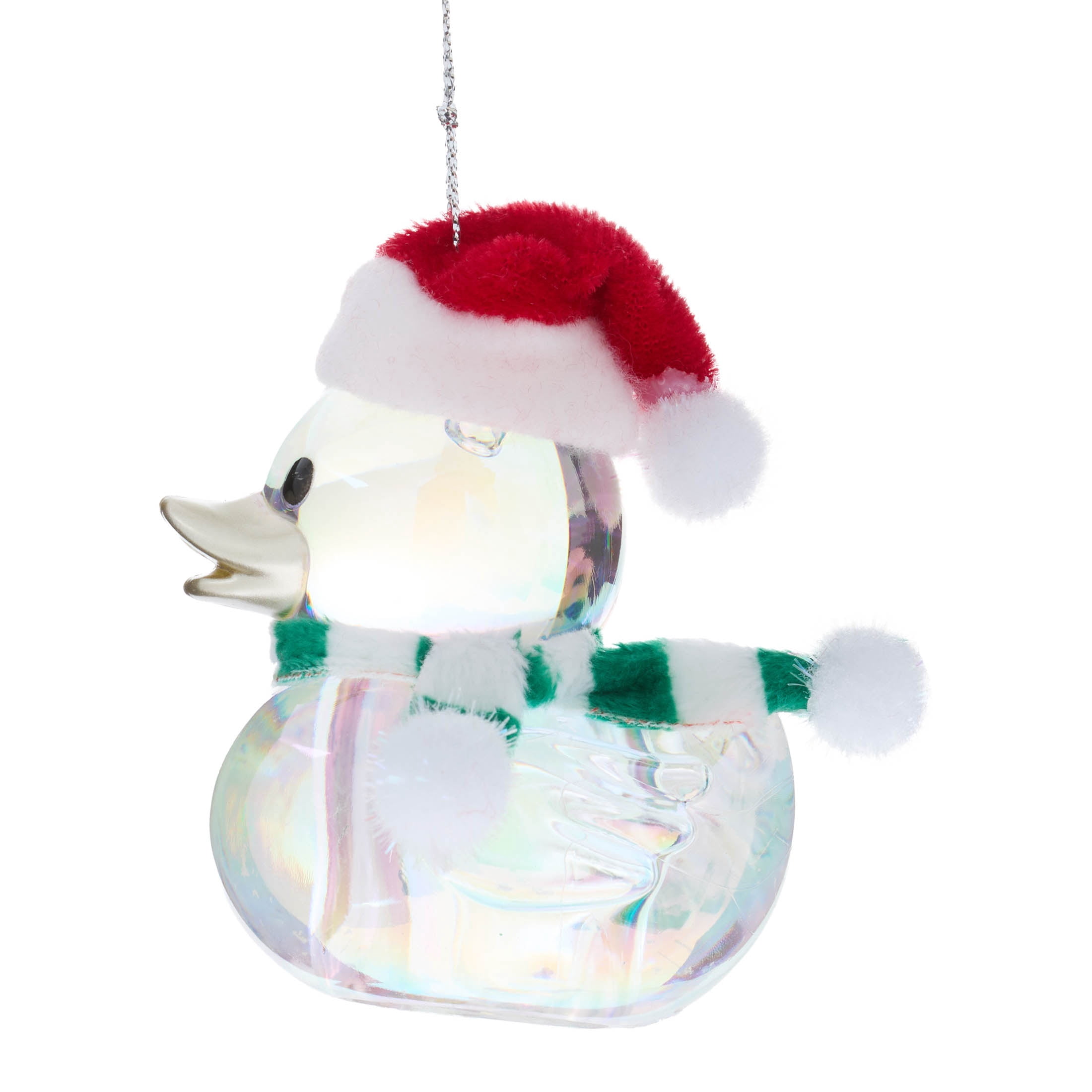 Iridescent Rubber Duckie with Santa Hat Christmas Ornament, 3", by Holiday Time