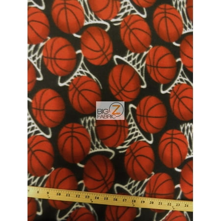 Fleece Printed Fabric Sports Basketball / Hoops / Sold By The