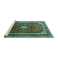 thumbnail image 2 of Ahgly Company Machine Washable Indoor Rectangle Medallion Turquoise Blue Traditional Area Rugs, 4' x 6', 2 of 4
