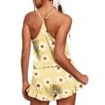 thumbnail image 5 of ClodeEU Women's Printed Ruffle Trim Pajama Set,Spaghetti Strap Loungewear Sleepwear Yellow,Womens Plus S, 5 of 5
