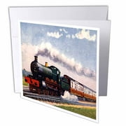 3dRose, Steam Train, 12 Greeting Cards with envelopes