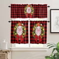 thumbnail image 2 of Christmas Wreath Kitchen Curtains and Valances Set, Pig Bow Animal Red Check Winter Farm Rod Pocket Window Valance 18 Inch Window Curtain Panels for Living Room Bedroom Laundry, 27.5x36in, 3 Pieces, 2 of 7
