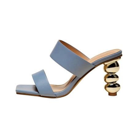 

OAVQHLG3B Women s Shoes Gourd Skewers High Heels Square Toe Stylish Casual Solid Color Sandals