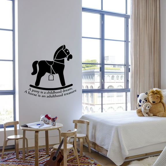 Pony is a Childhood Dream Equestrian Quote Jumper Horse Jumping Horse Quotes Saying Wall Art Sticker Designs Vinyl Stickers For Home House Walls Rooms Window Bedroom Decoration Size (10x10 inch)
