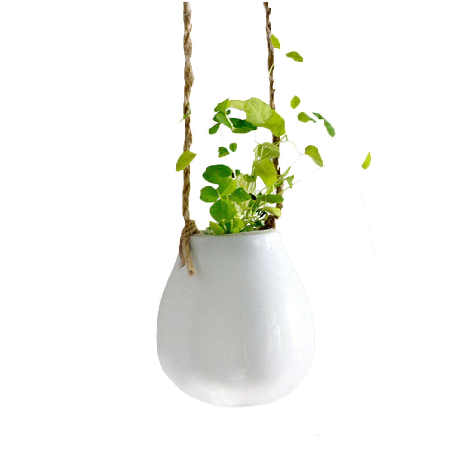 Jxzom Ceramic Plant Hanging Basket Planter Flower Pot Vase with Rope