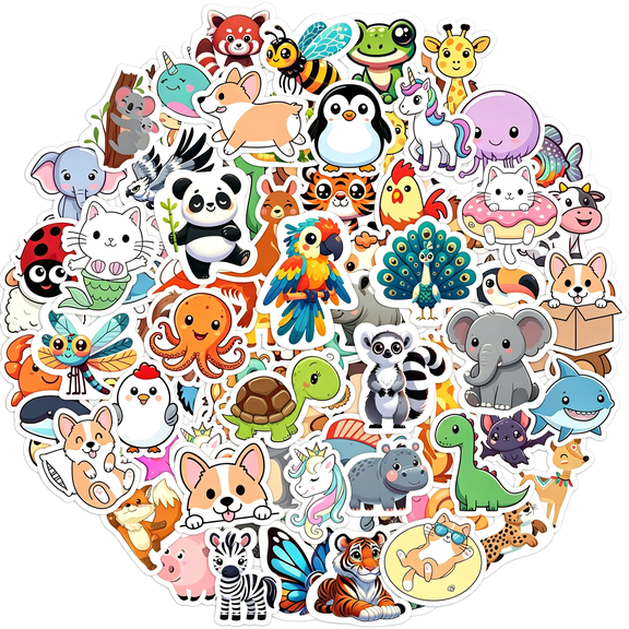 CCOCC 100 Pcs Water Bottle Stickers for Kids,Waterproof Vinyl Animal Stickers for Kids,Skateboard,Laptop Stickers for Girls Boys Classroom Prizes Cute Stickers