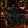thumbnail image 3 of Black Gothic Damask Candelabra Raven Key Pattern Flannel Blanket Home Decor for Gothic Art Fans Halloween Gift Cozy Victorian Scrollwork Living Room Bedroom Den Lounge, 3 of 9