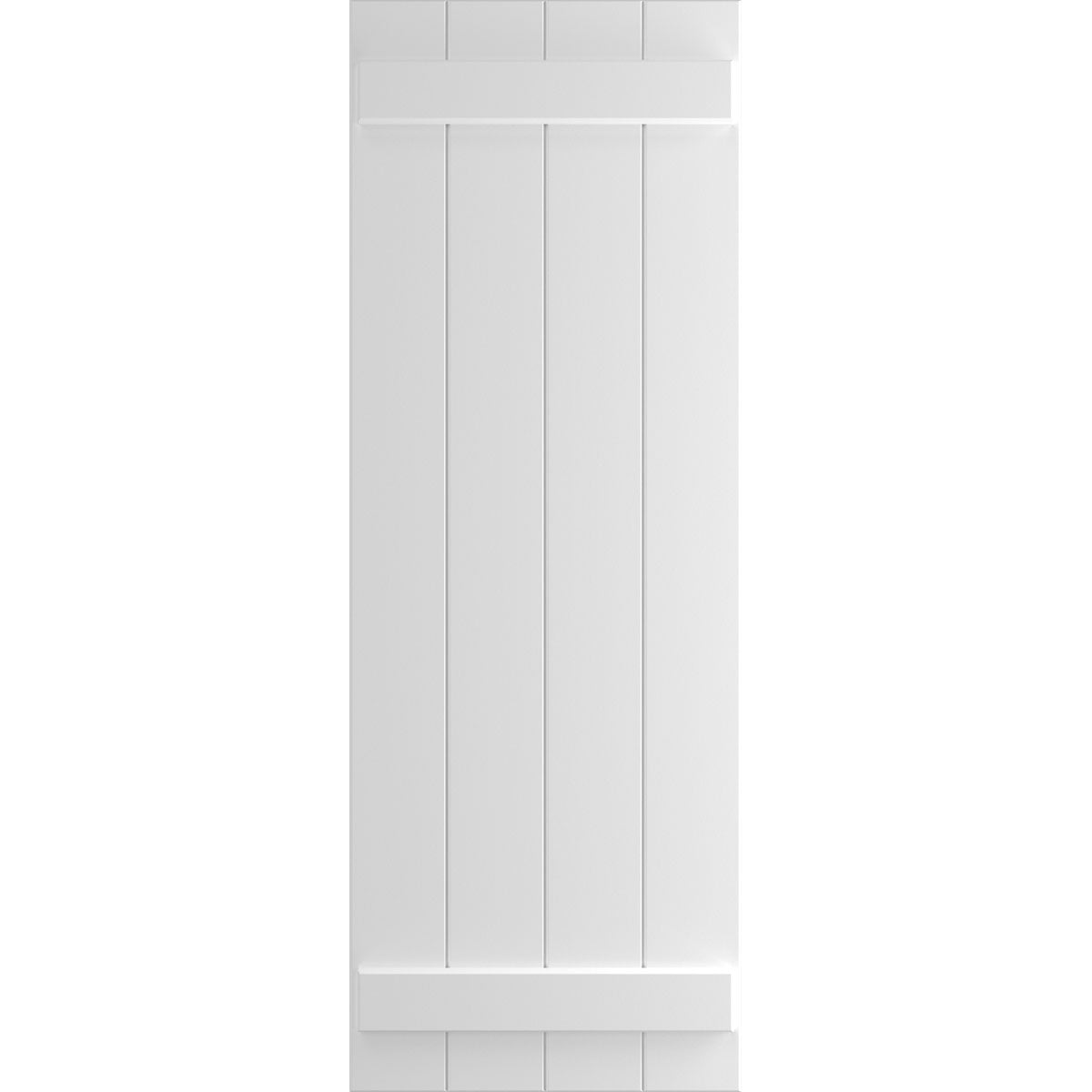 Ekena Millwork 21 1/2"W x 47"H True Fit PVC Four Board Joined Board-n-Batten Shutters, Unfinished (Per Pair - Hardware Not Included)