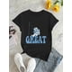 thumbnail image 2 of Women's "GREAT" Astronaut Fishing Print Tee - Casual & Sporty Round Neck Short Sleeve, Comfortable Polyester Blend Summer Top, 2 of 6