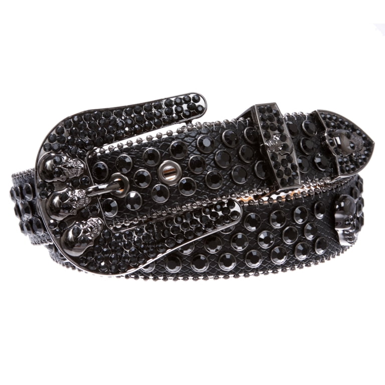 Bling Studded Leather Skull Rhinestone Belt Western Stud Belt Skull Rhinestone Belts for Men Women Bling Studded Belt With  main image 3