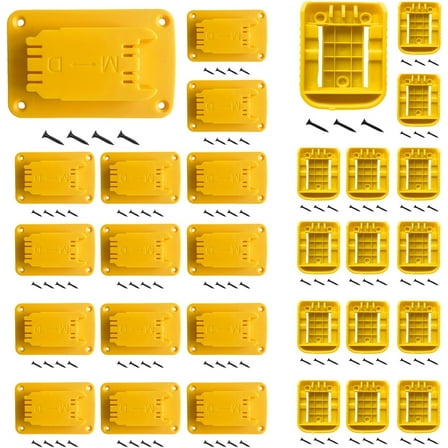 30pcs Tool Holders Battery Holders Mount Fit for Dewalt 20V Battery Drill Tool Storage Yellow 15pcs tool holders and 15pcs battery holders