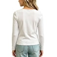 thumbnail image 4 of Kids Cute Tops Layering Crew Neck Printed Long Sleeve Shirts Ruffle Hem Casual Soft Fall Winter Outfits White 3-4Years, 4 of 5