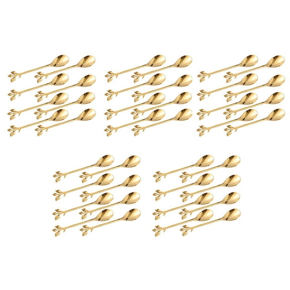 Ice-Cream Tea Stirring Spoons Retro Dessert Demitasse Espresso Spoons Cutlery Kitchen Tableware 5 Set of 40 Pieces,40 x Mixing spoon,Golden