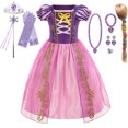 thumbnail image 4 of Disney Girl Rapunzel Dress Kids Tangled Disguise Carnival Girls Princess Costume Birthday Party Gown Outfit Clothes 2-10 Years, 4 of 5
