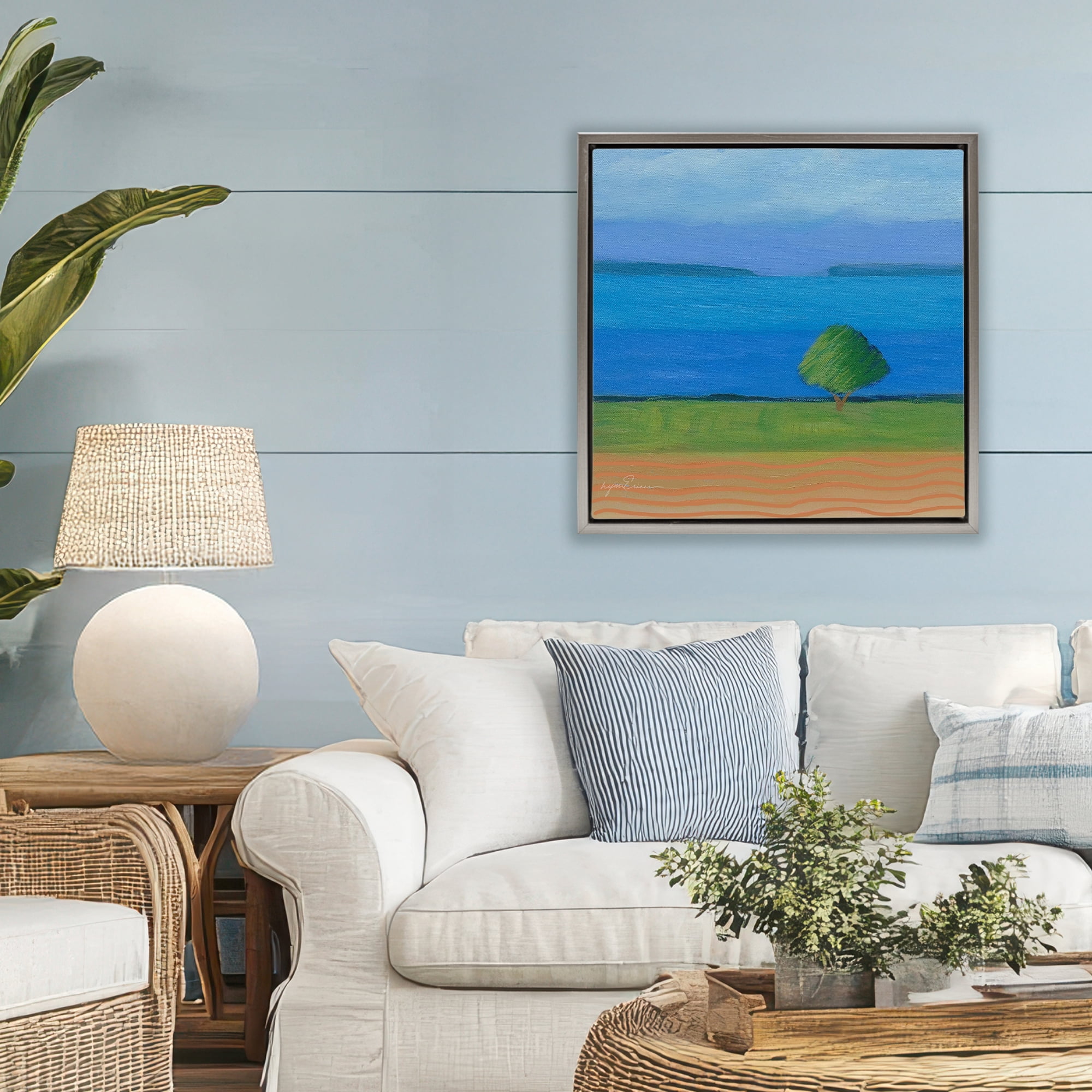 Stupell Industries Lone Tree at Spring Cove Gray Framed Floater Canvas Wall Art, design by Lynn Ericson Fine Art