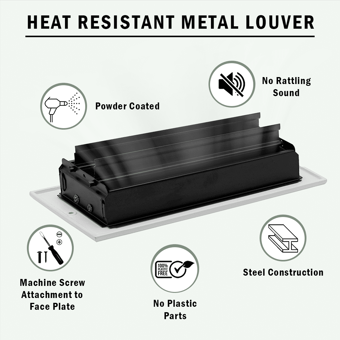 Achtek Air Supply Vent 4"x 14" Duct Opening (Overall 5-1/2"x 15-3/4") Solid Cast Aluminum Register Cover | Powder Coated