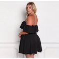 thumbnail image 3 of SURJDE Women's Off Shoulder Strapless Ruffle Mini Plus Size Swing Dresses, 3 of 7