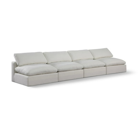 Meridian Furniture Comfy Cream Linen Textured Fabric Modular Sofa