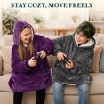 thumbnail image 6 of PAVILIA Fleece Sherpa Wearable Blanket Sweatshirt Hoodie for Kids Dark Gray, 6 of 7
