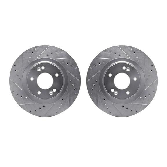 Dynamic Friction Company Front Brake Rotors-Drilled and Slotted-Silver 7002-21019
