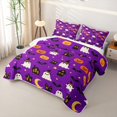 thumbnail image 3 of Homewish Halloween Witch Ghost Twin Quilt Set,Jack O Lantern House Pattern Twin Coverlet Set,Violet Black,2 Pieces, 3 of 7