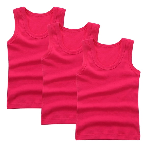 WRKEKC Girls Tank Tops Solid Color Camisole Sleeveless Inner Wear Soft Breathable 3 Pack for 2-14 Years