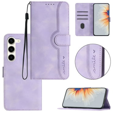 Wallet Case for Samsung S20 FE, Smile Design Premium Leather Credit Card Holder Wallet RFID Blocking Case with Wrist Strap Stand Magnetic Flip Cover for Samsung Galaxy S20 FE, Purple