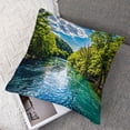 thumbnail image 7 of BANET  Blue Natural Jungle Throw Pillow Covers,River Decorative Pillow Covers Digital Printing Blended Fabric for Couch Sofa Bed Invisible Zipper  12x12in, 7 of 7