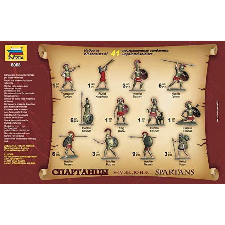 Zvezda 1/72 Scale Spartans - Greek Warriors Plastic Model Kit For Assembly