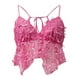 thumbnail image 4 of Camiseta sin espalda para mujer: top sexy de verano con cuello en V y sin tirantes, color liso, tejido elástico, lazo ajustable en la espalda, 4 of 5