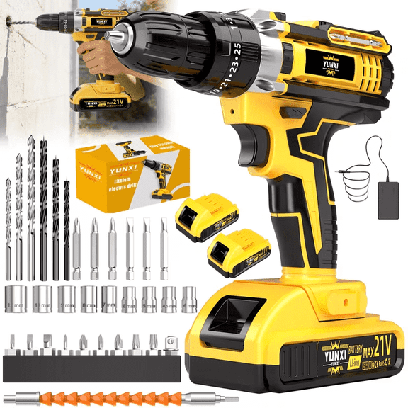 21V household multifunctional cordless drill, power tool, equipped with battery and charger, suitable for gardening, home decoration, outdoor maintenance and craftsmanship.