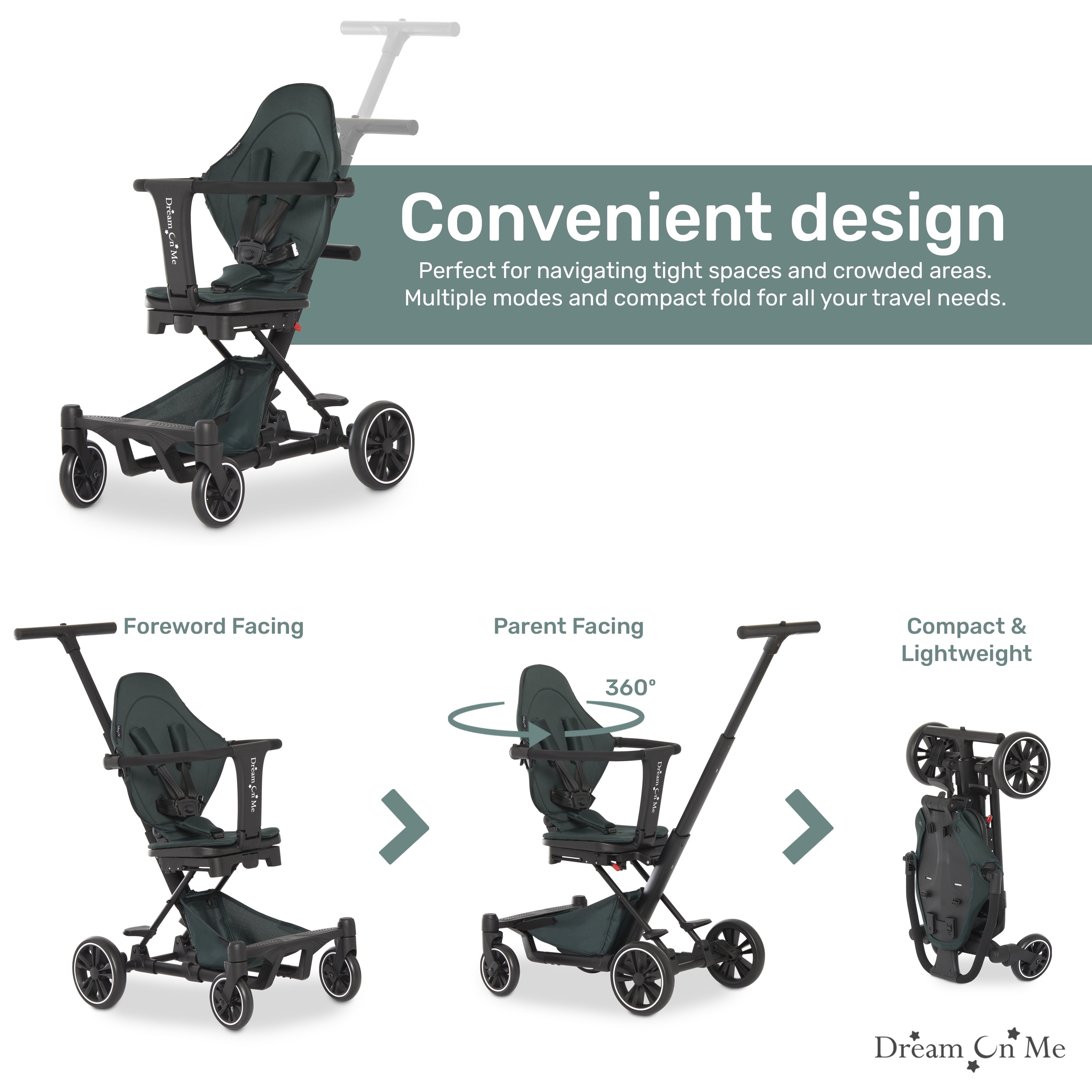 Dream On Me Drift Rider Stroller In Emerald Green