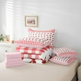thumbnail image 6 of Manfei Lovely Girls Bowknot 7-Piece Bedding Comforter Set,Cartoon Bow Tie King Bedding Sets,Red White Plaid Grid Bed Sheets For Kids,Luxury Bedroom Decor Reversible, 6 of 8